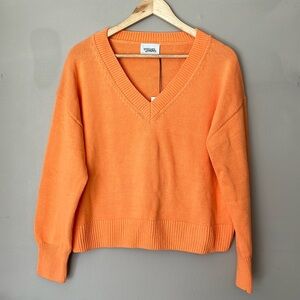 Stitches and Stripes Nova v neck pullover orange cotton sweater size large new